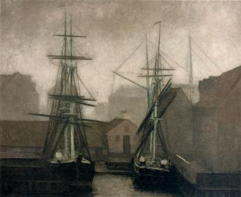 Vilhelm Hammershoi : View of the Greenland Trading Company Docke